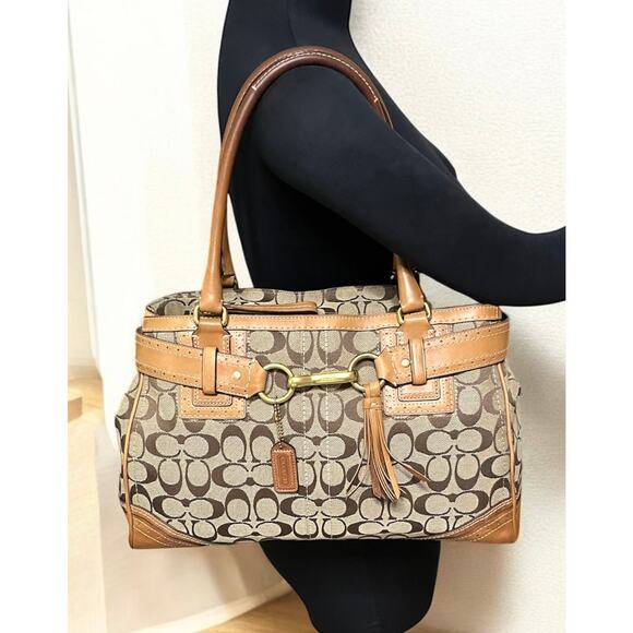 Y2K Coach 10508 Hampton Signature Satchel Bag & Wristlet - Picture 10 of 16